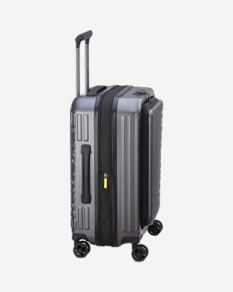 DELSEY Paris  securitime front opening 55 cm 4 double wheeled expandable cabin luggage trolley case - anthracite  | Best Price UAE